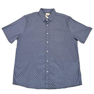 NWT Faherty Shirt Mens XXL Blue Movement Short Sleeve Casual Button Down Printed